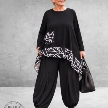 FRENZI Tuniek Asymmetrisch Zwart/Wit 