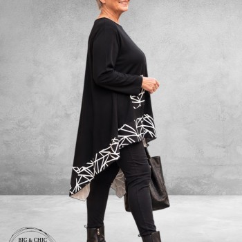FRENZI Tuniek Asymmetrisch Zwart/Wit 