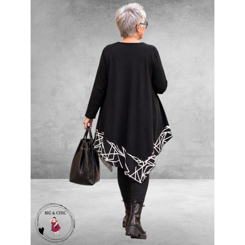 FRENZI Tuniek Asymmetrisch Zwart/Wit 