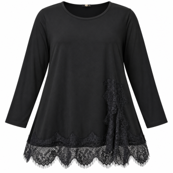 FRENZI Shirt Zwart/Kant Wow Effect