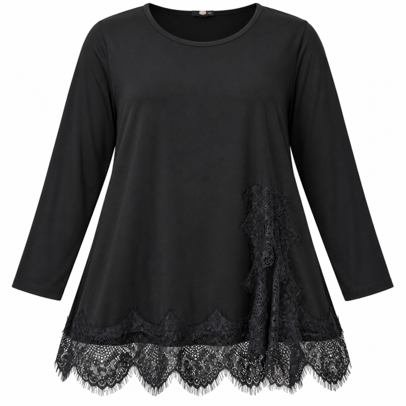 FRENZI Shirt Zwart/Kant Wow Effect