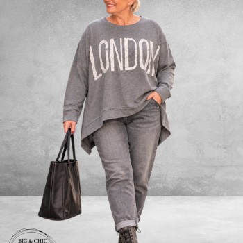 FRENZI Sweater LONDON Oversized Grijs