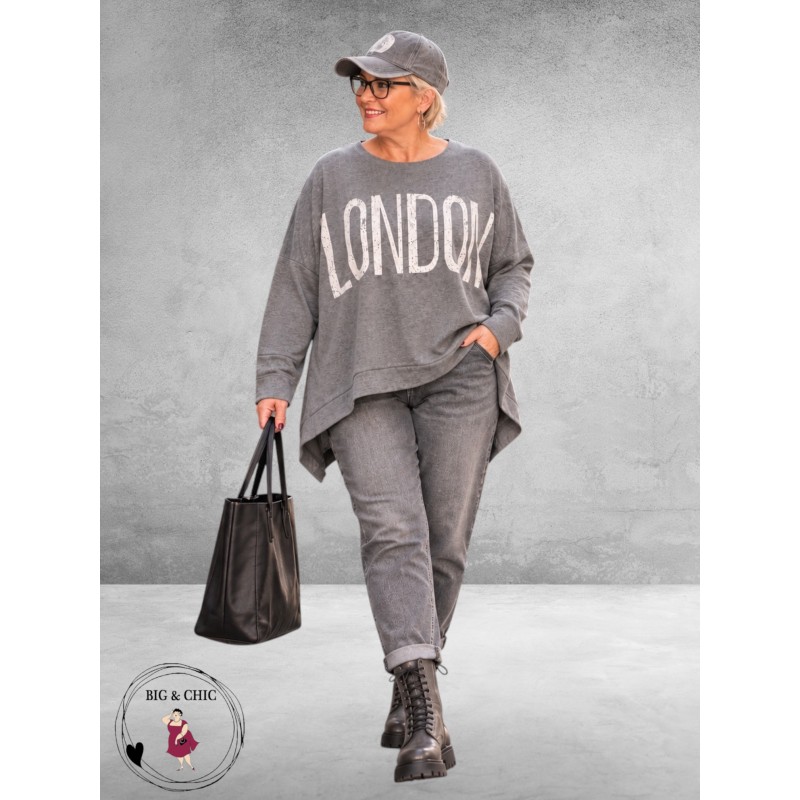 FRENZI Sweater LONDON Oversized Grijs