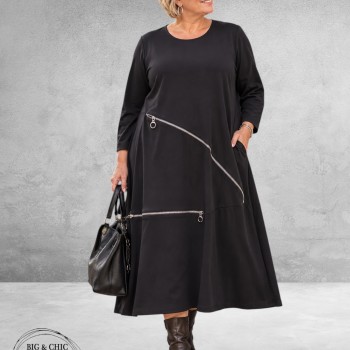 FRENZI Jurk Zwart Met Ritsdetails