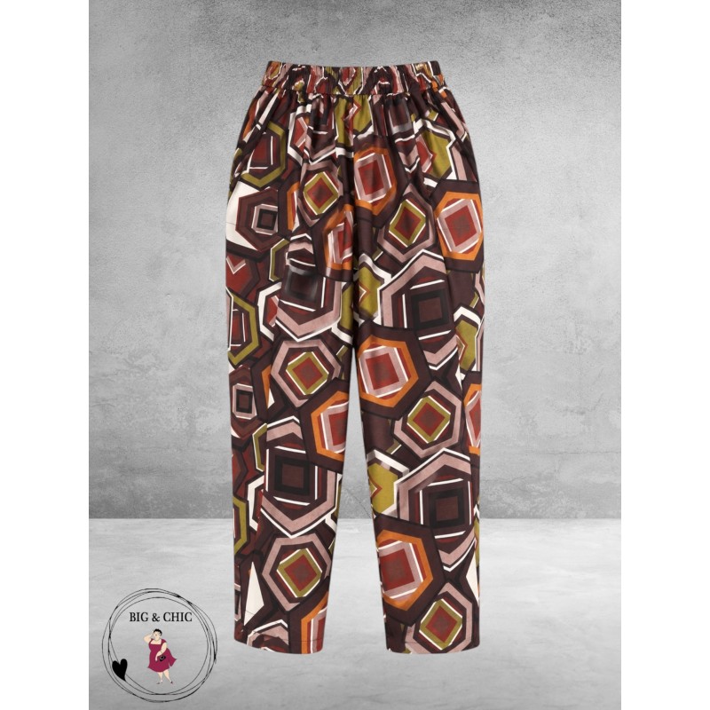 FRENZI Broek Retro Bruin/Roest/Groen