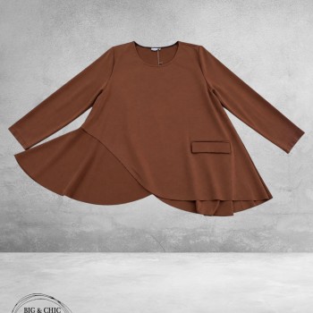 FRENZI  Shirt Asymetrisch A-Lijn Jersey Bruin