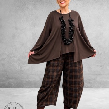 FRENZI Broek Ballon Ruit Bruin/Zwart/Flanel