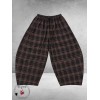 FRENZI Broek Ballon Ruit Bruin/Zwart/Flanel