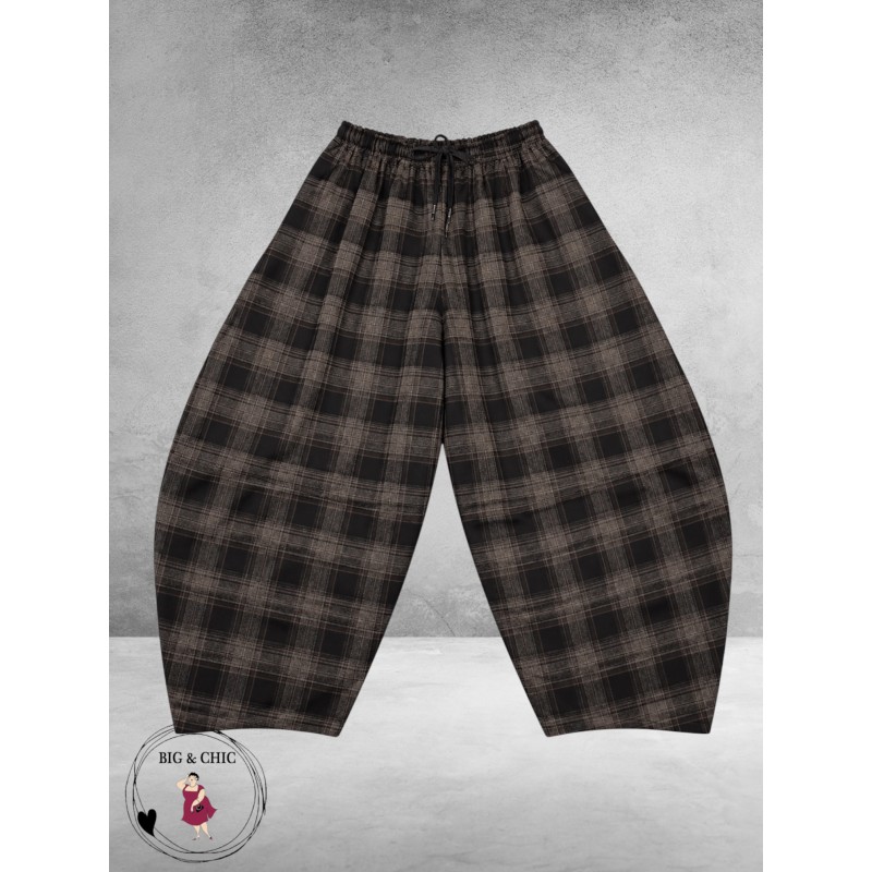 FRENZI Broek Ballon Ruit Grijs/Groen/Zwart/Flanel