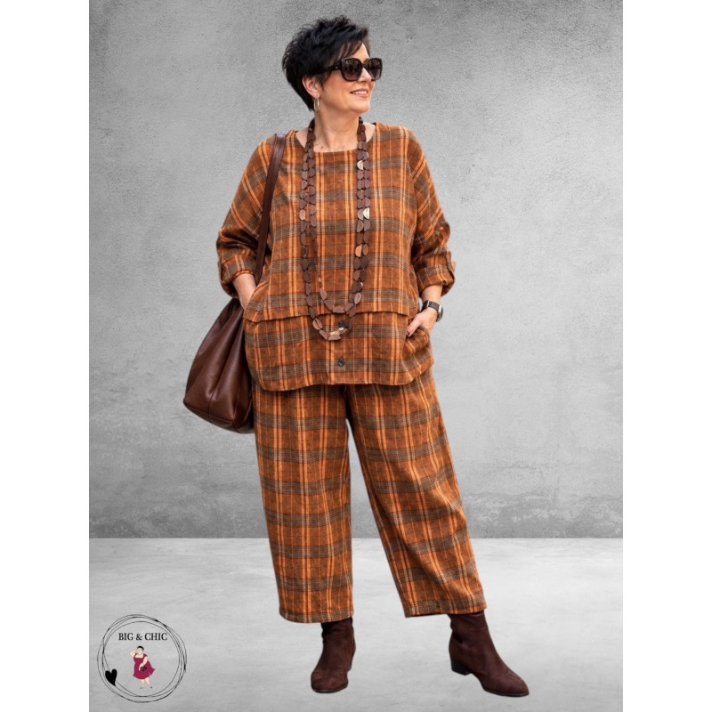 FRENZI Broek En Shirt Ruit Herfstkleuren