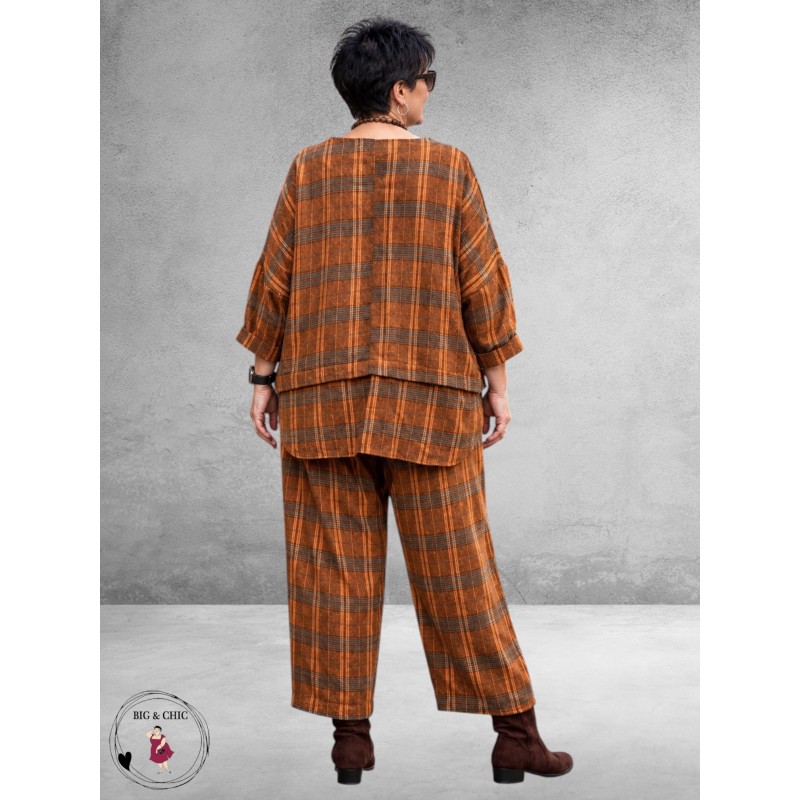 FRENZI Broek En Shirt Ruit Herfstkleuren