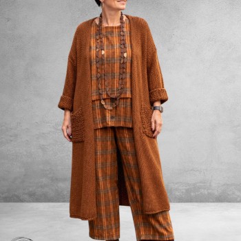 FRENZI Broek En Shirt Ruit Herfstkleuren
