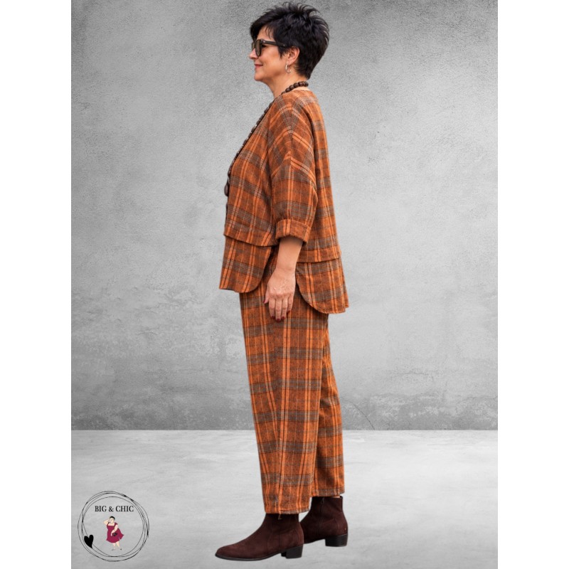 FRENZI Broek En Shirt Ruit Herfstkleuren