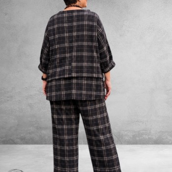 FRENZI Broek En Shirt Ruit Zwart/Bruin/Grijs
