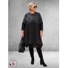 FRENZI Jurk/Tuniek Zwart/Grijs Jersey A-lijn