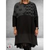 FRENZI Jurk/Tuniek Zwart/Grijs Jersey A-lijn