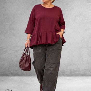 FRENZI Shirt Met Plooien Bordeaux