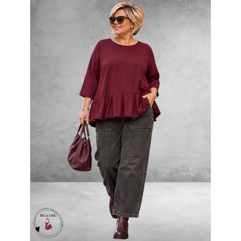 FRENZI Shirt Met Plooien Bordeaux