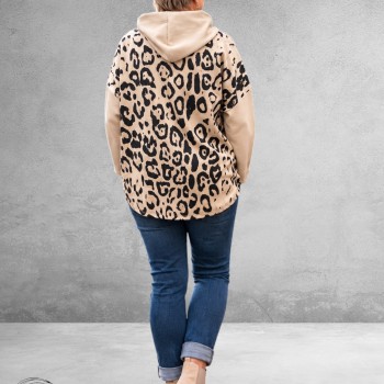 FRENZI Sweater/Hoodie Beige/Leopard