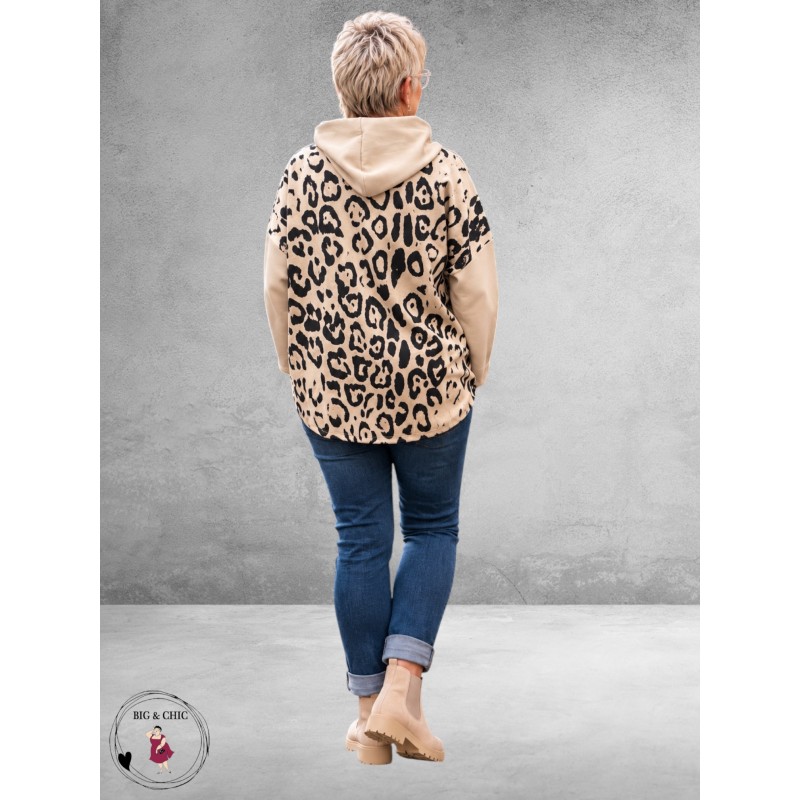FRENZI Sweater/Hoodie Beige/Leopard