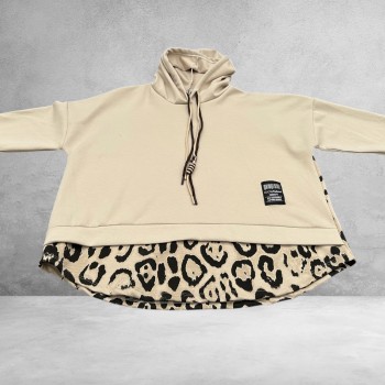 FRENZI Sweater/Hoodie Beige/Leopard