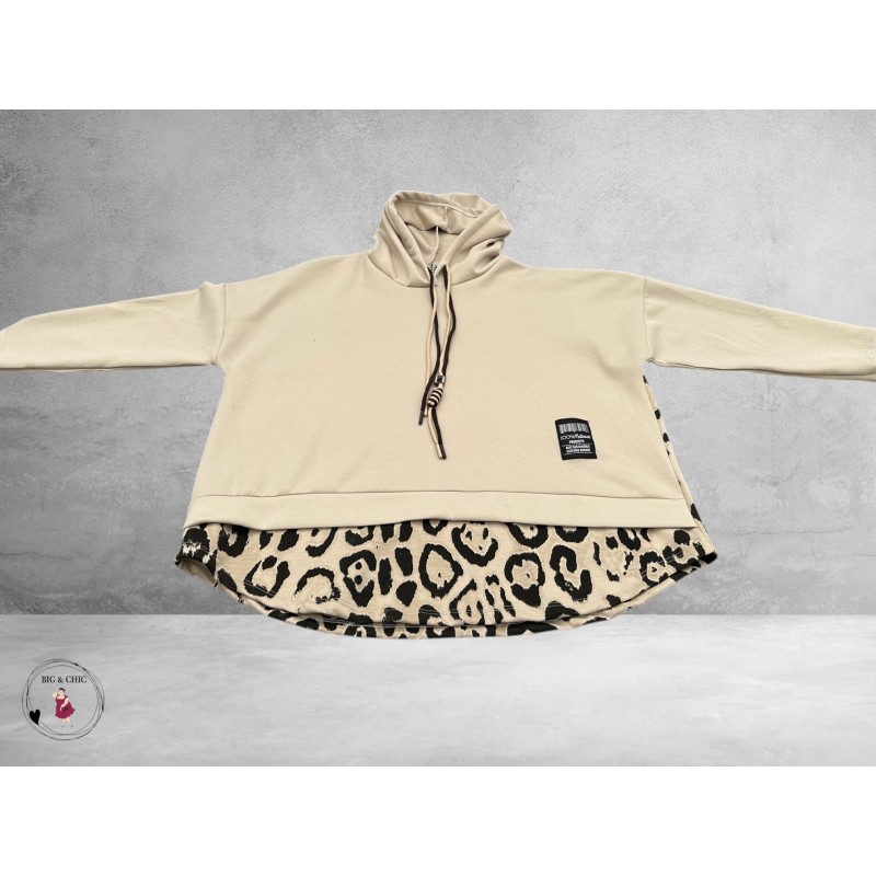 FRENZI Sweater/Hoodie Beige/Leopard