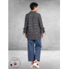 FRENZI Blouse Flanel Ruit Blauw/Creme