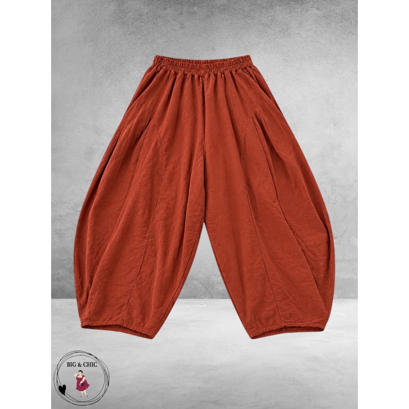 FRENZI Broek Ballon Baby Rib Corduroy Roestbruin