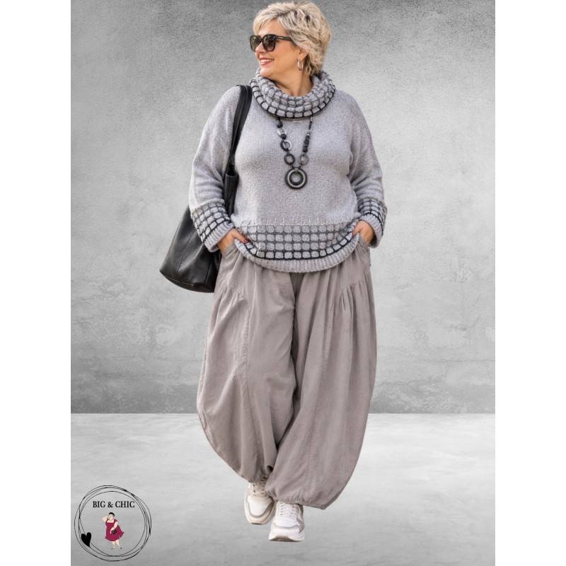 FRENZI Broek Ballon Baby Rib Corduroy Lichtgrijs