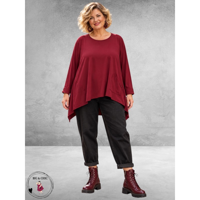 FRENZI Shirt A-Lijn Oversized Bordeaux