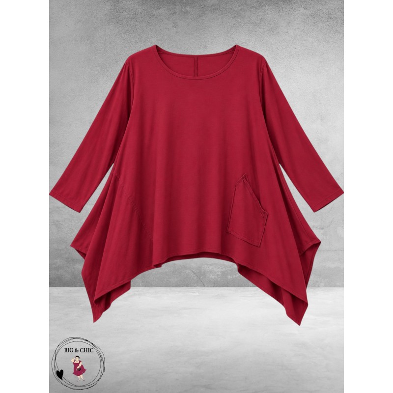 FRENZI Shirt A-Lijn Oversized Bordeaux