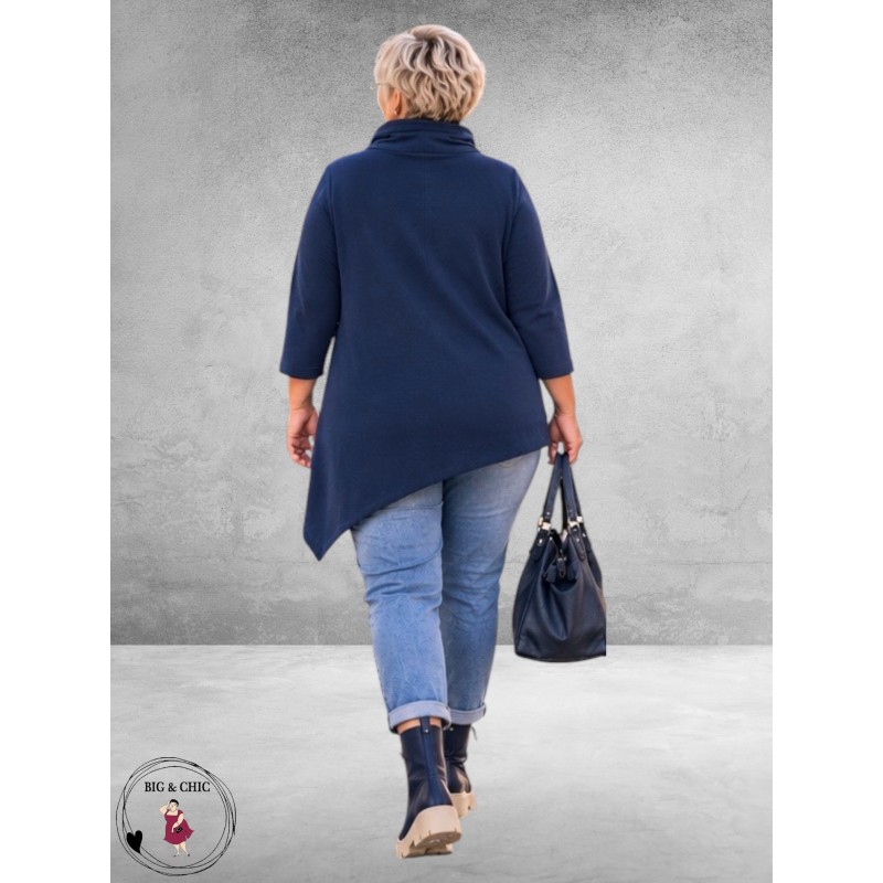 FRENZI Sweater Corduroy Asymmetrisch Blauw