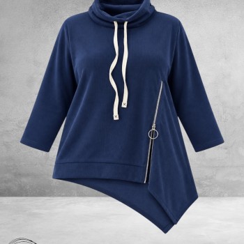 FRENZI Sweater Corduroy Asymmetrisch Blauw