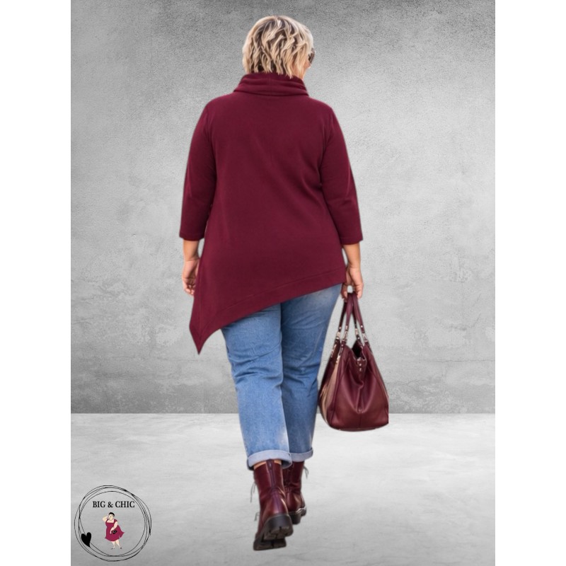 FRENZI Sweater Corduroy Asymmetrisch Bordeaux