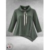 FRENZI Sweater Corduroy Asymmetrisch Olijf