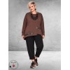 FRENZI Shirt Jersey Ritsdetail Bruin