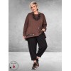 FRENZI Shirt Jersey Ritsdetail Bruin