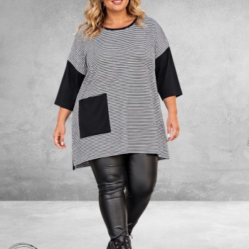 FRENZI Tuniek Zwart-Wit-Streep