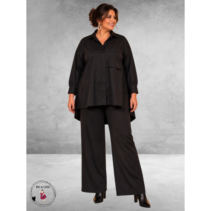 FRENZI Blouse High-Low Katoen Zwart