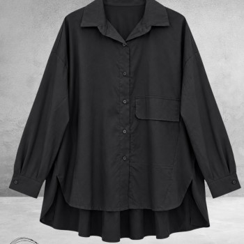 FRENZI Blouse High-Low Katoen Zwart