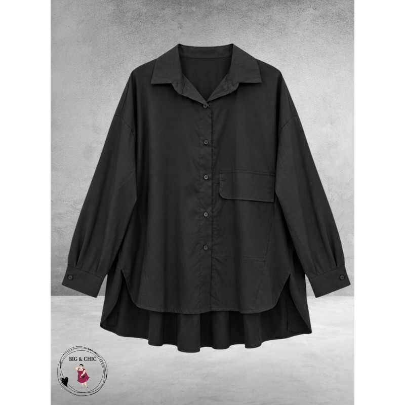 FRENZI Blouse High-Low Katoen Zwart