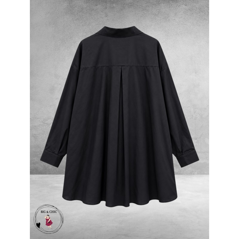 FRENZI Blouse High-Low Katoen Zwart