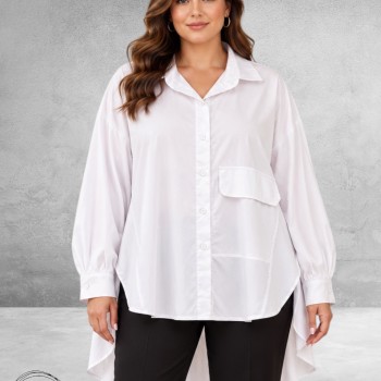 FRENZI Blouse High-Low Katoen Wit