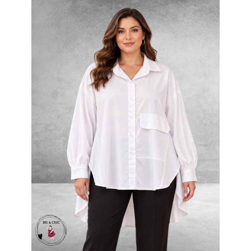 FRENZI Blouse High-Low Katoen Wit
