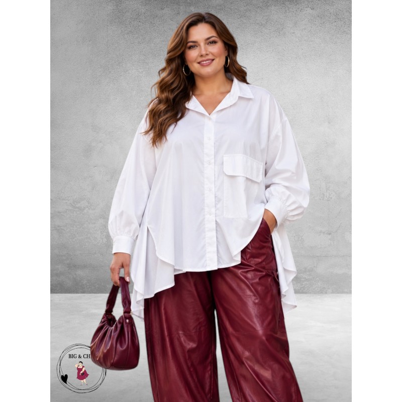 FRENZI Blouse High-Low Katoen Wit