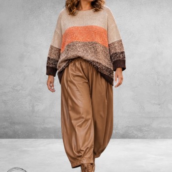 FRENZI Broek Leerlook Ballon Camel