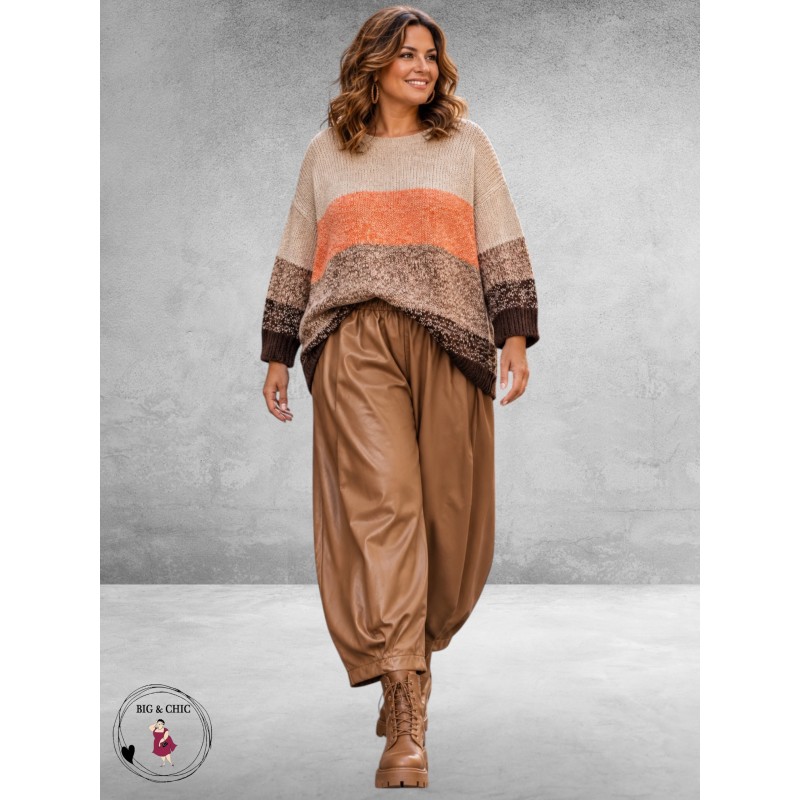 FRENZI Broek Leerlook Ballon Camel