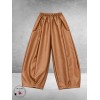 FRENZI Broek Leerlook Ballon Camel
