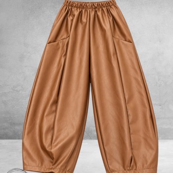 FRENZI Broek Leerlook Ballon Camel