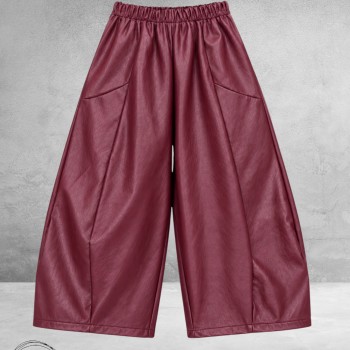 FRENZI Broek Leerlook Ballon Bordeaux